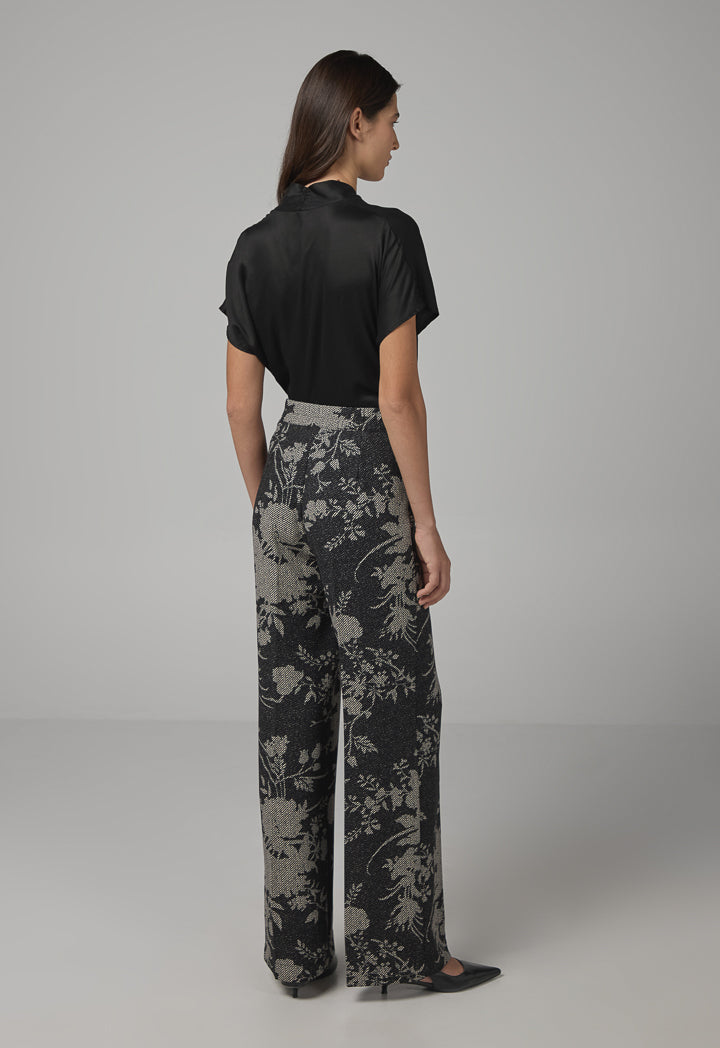 Choice Floral Print Wide Leg Trousers Black