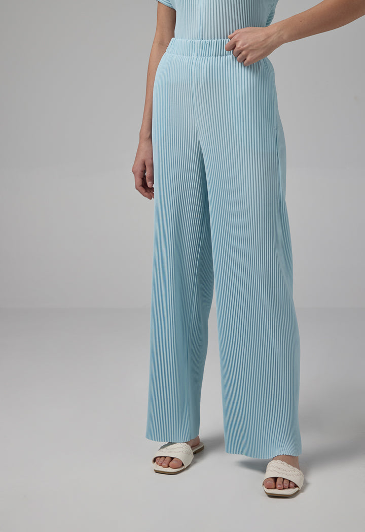 Choice Solid Pleated Wide Legs Trousers Mint