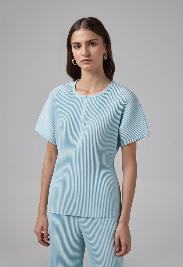 Choice Short Sleeve Pleated Blouse Mint