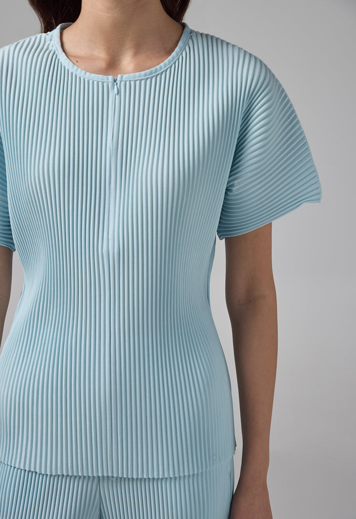 Choice Short Sleeve Pleated Blouse Mint