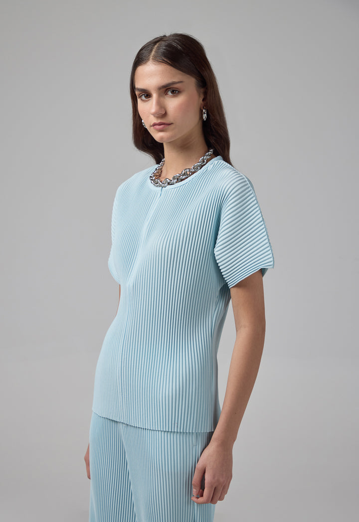 Choice Short Sleeve Pleated Blouse Mint