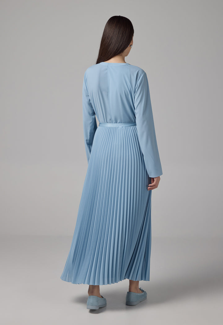 Choice Solid Pleated Maxi Skirt Blue