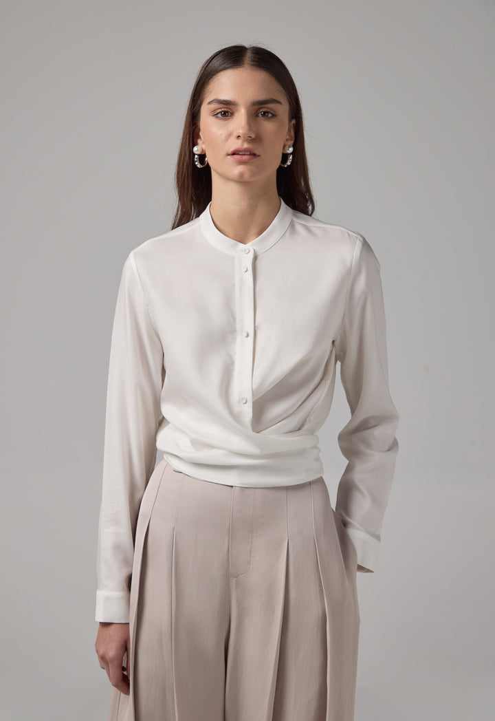 Choice Solid Cropped Shirt Off White