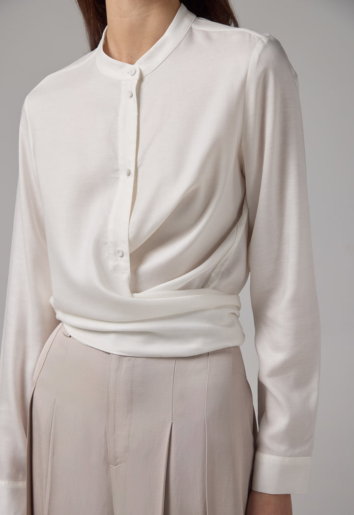 Choice Solid Cropped Shirt Off White