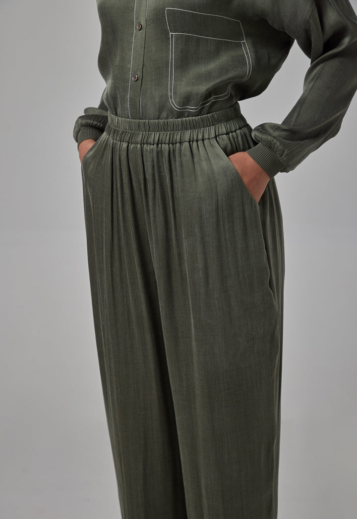 Choice Elasticated Waist Basic Trousers Khaki