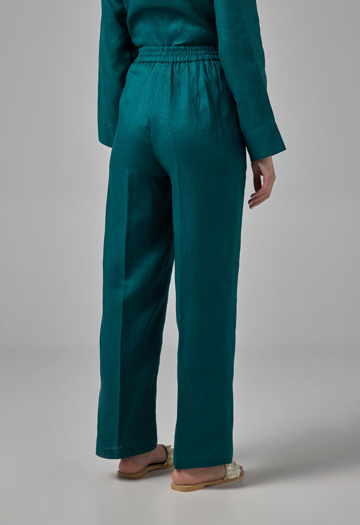 Choice Elasticated Waist Linen Trousers Teal