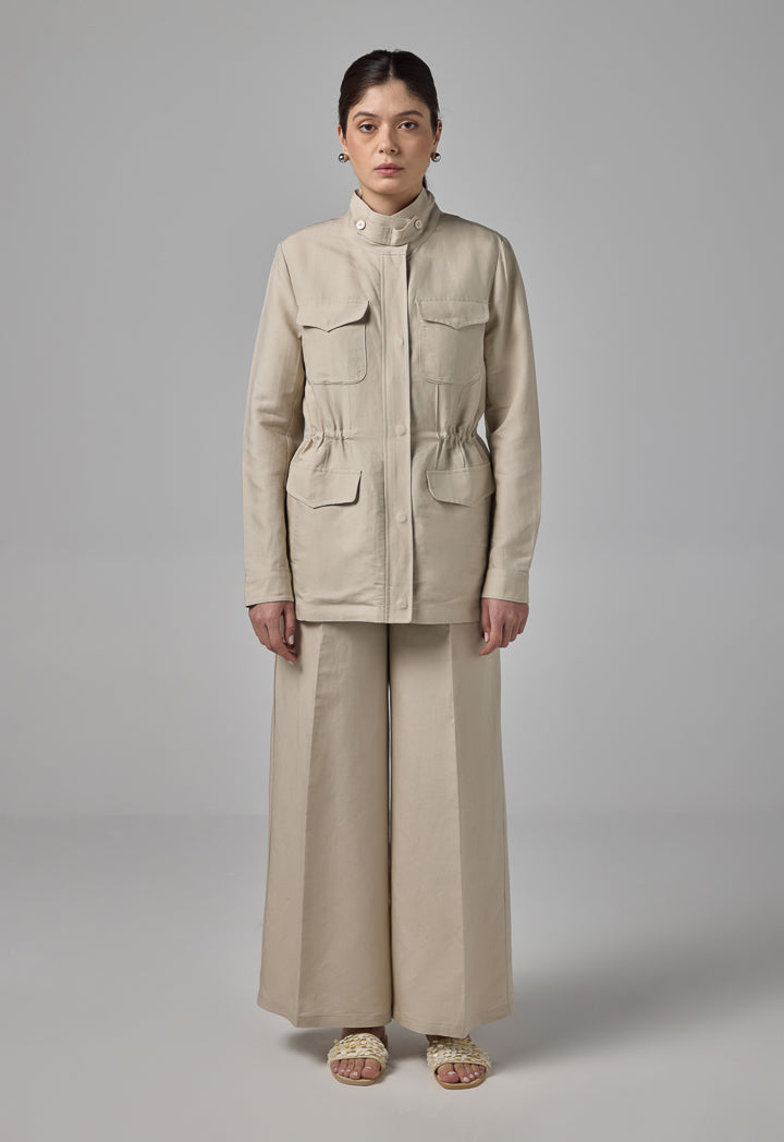 Choice Front Flap Pocket Basic Jacket Sand