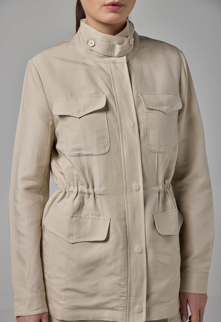 Choice Front Flap Pocket Basic Jacket Sand