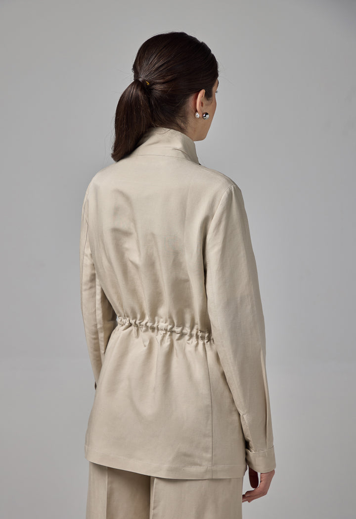 Choice Front Flap Pocket Basic Jacket Sand
