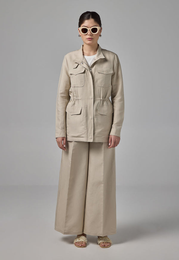 Choice Front Flap Pocket Basic Jacket Sand