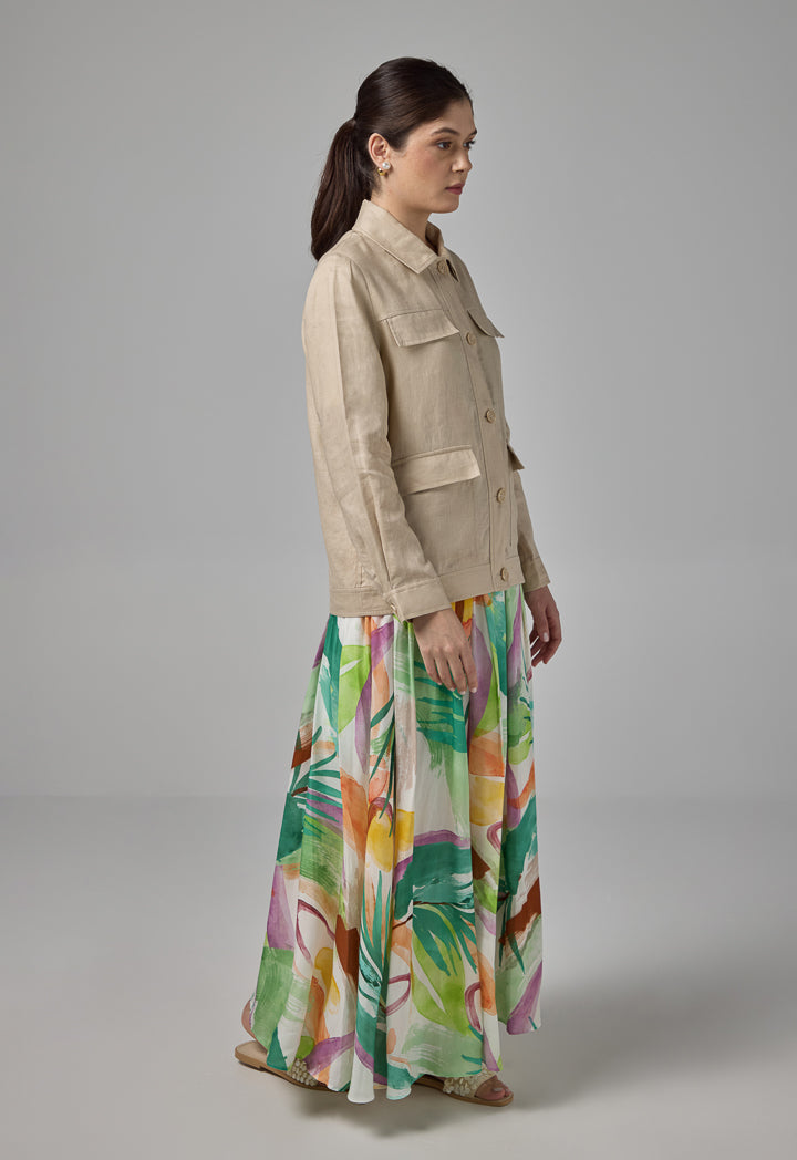 Choice Front Flap Pocket Linen Jacket Sand