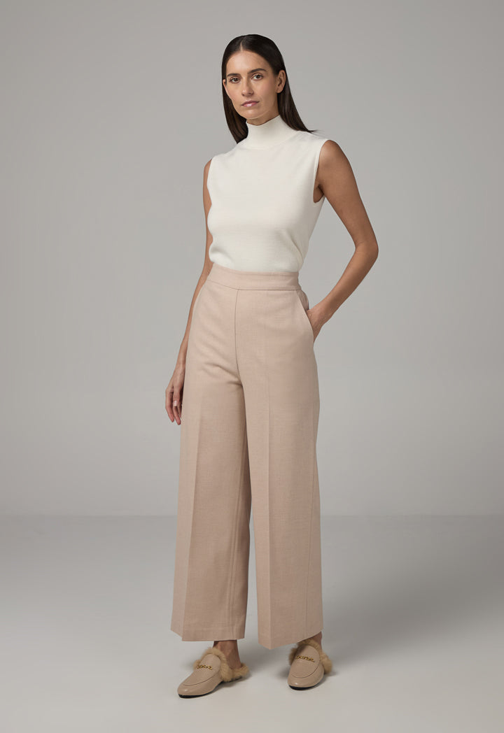 Choice Straight Cut Elasticated Waist Basic Trousers Beige