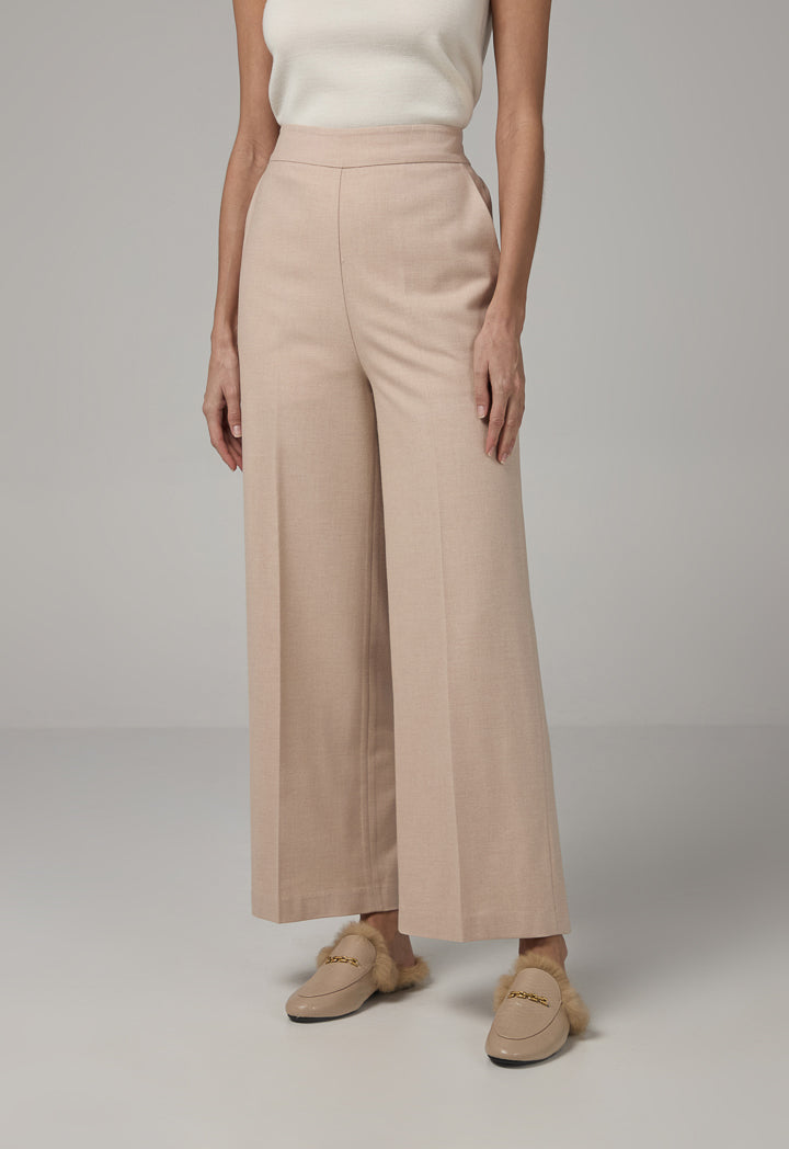 Choice Straight Cut Elasticated Waist Basic Trousers Beige