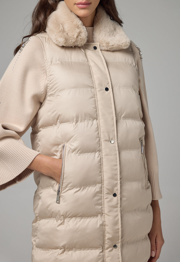 Choice Quilted Sleeveless Puffer Gilet Camel