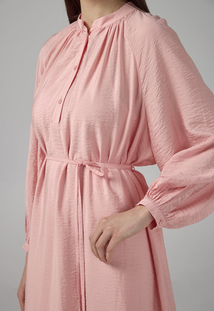 Choice Solid Crinkled Maxi Dress Pink