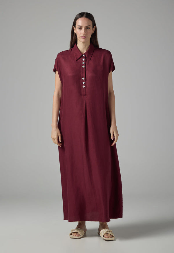 Choice Solid Sleeveless Maxi Dress Burgundy