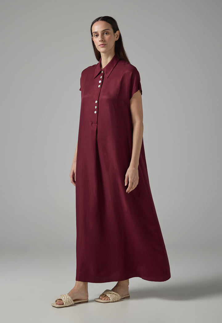 Choice Solid Sleeveless Maxi Dress Burgundy