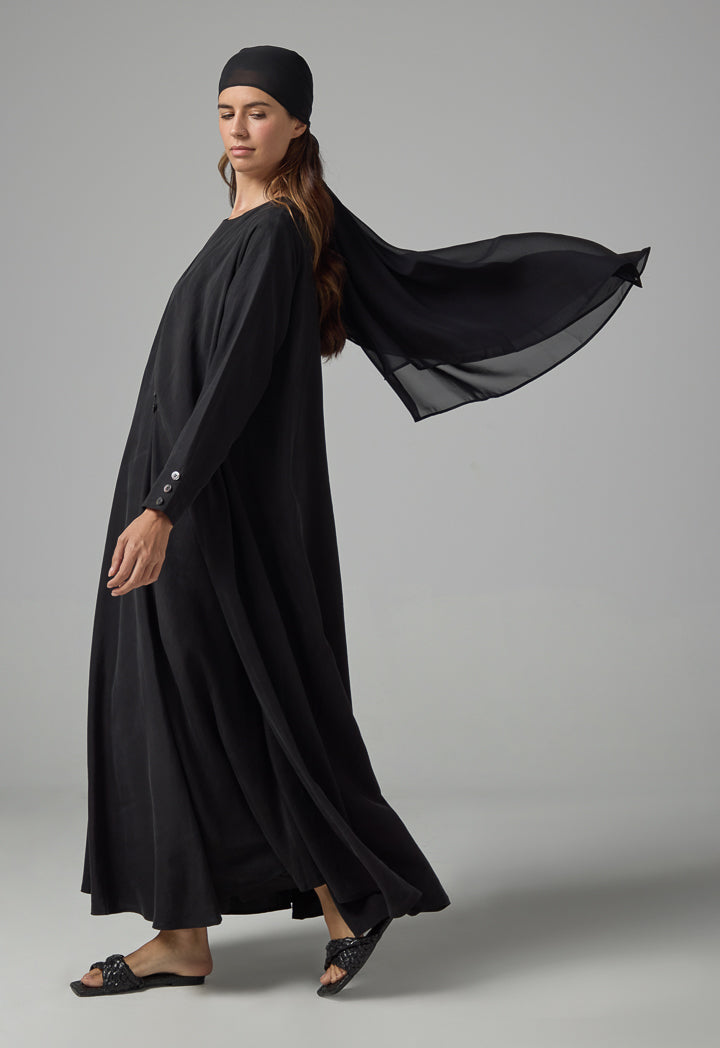 Choice Solid Oversized Maxi Abaya With Hijab Black