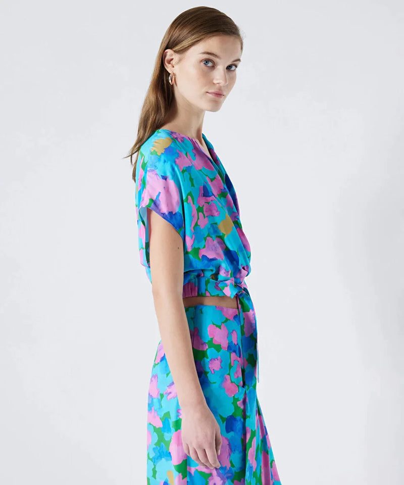 Ipekyol Patterned Draped Blouse Blue