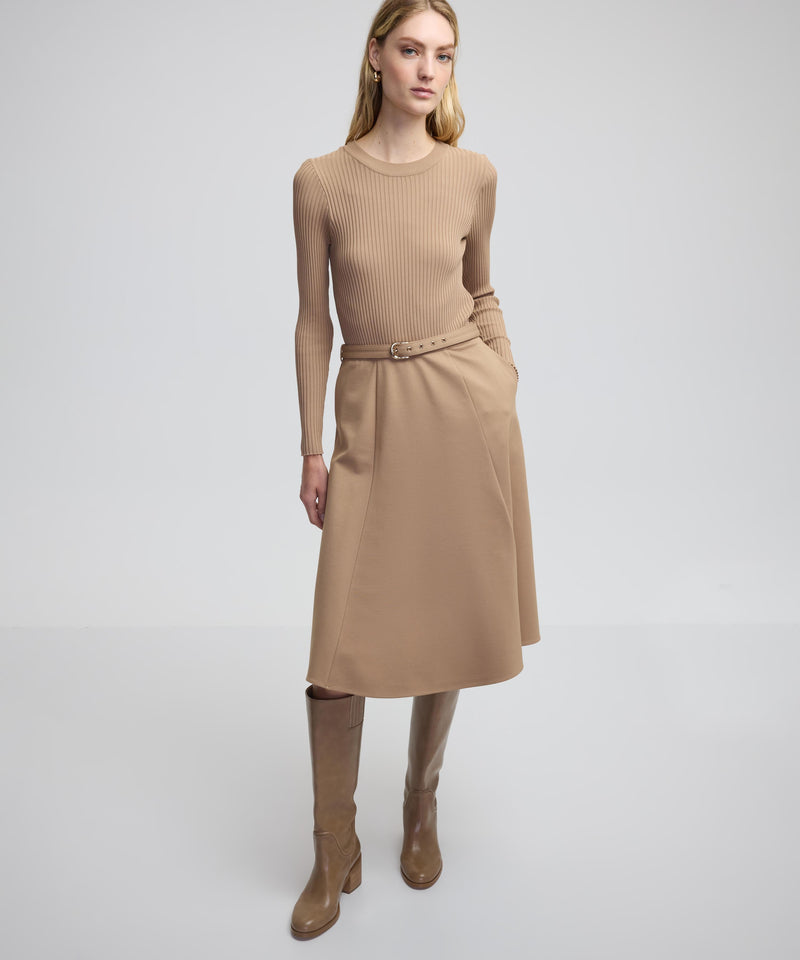 Ipekyol Knitwear Mix Belted Dress Natural