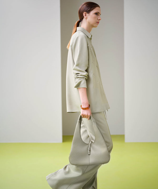 Ipekyol Wide Leg Fit Trousers With Ribbed Stitching Light Khaki