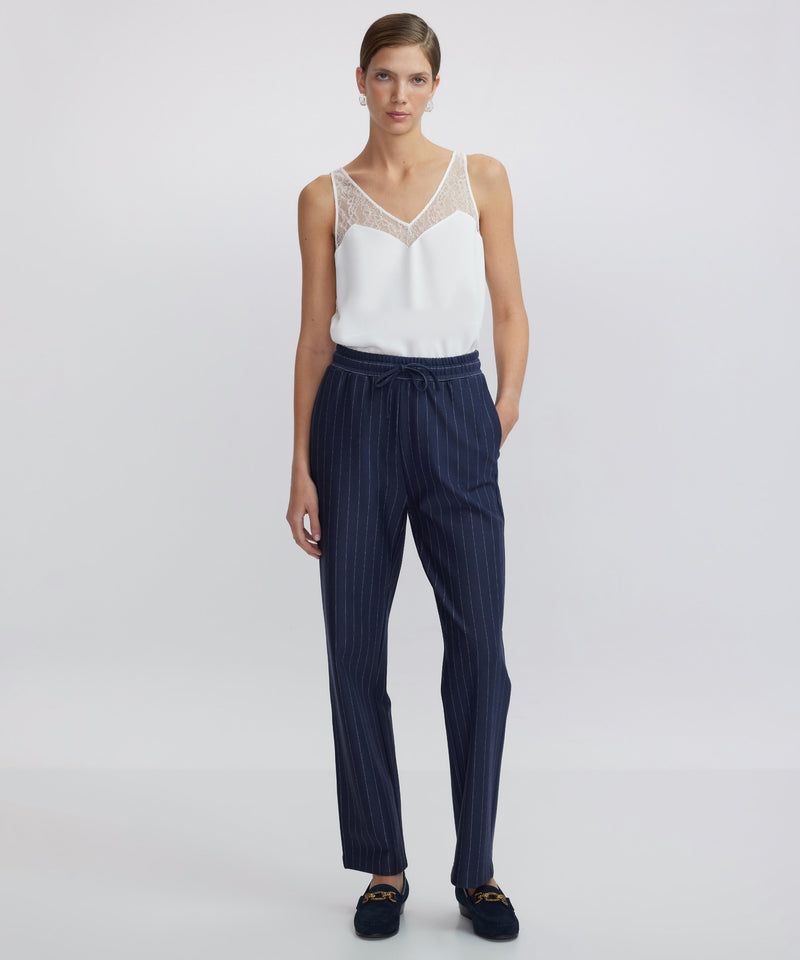 Ipekyol Striped Pattern Trousers Navy