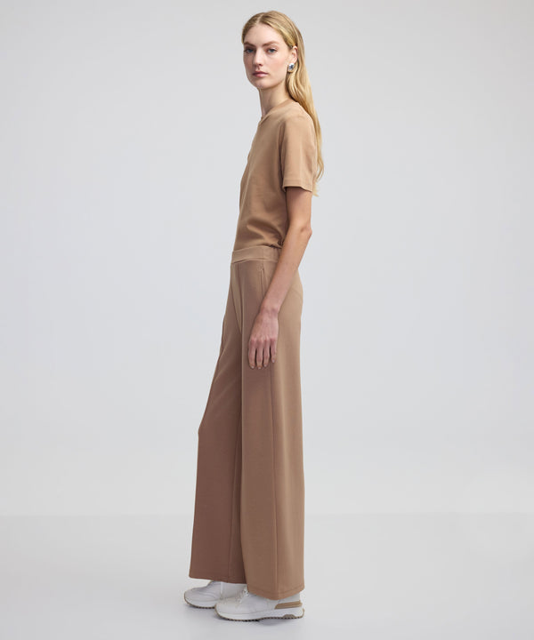 Ipekyol Ribbed Wide Leg Fit Trousers Natural