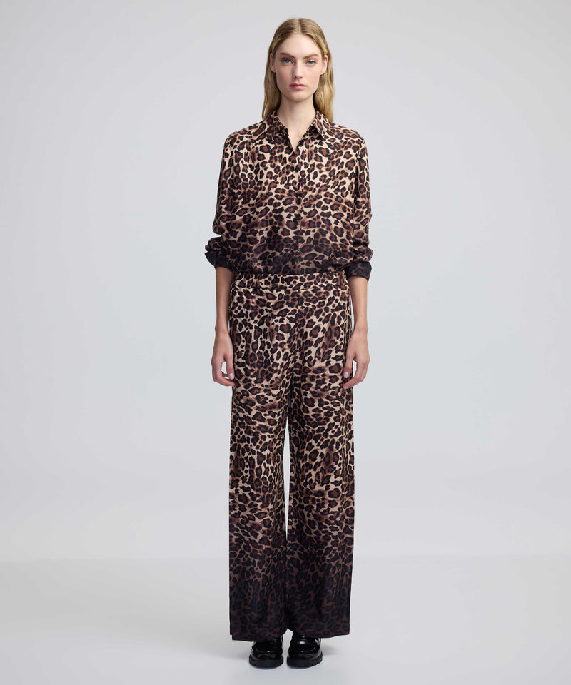 Ipekyol Leopard Pattern Trousers With Gradient Color Transitions Brown