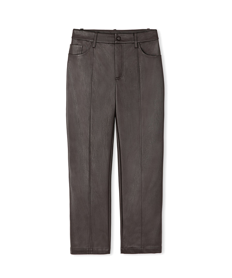 Ipekyol Straight Fit Leather Look Trousers Brown