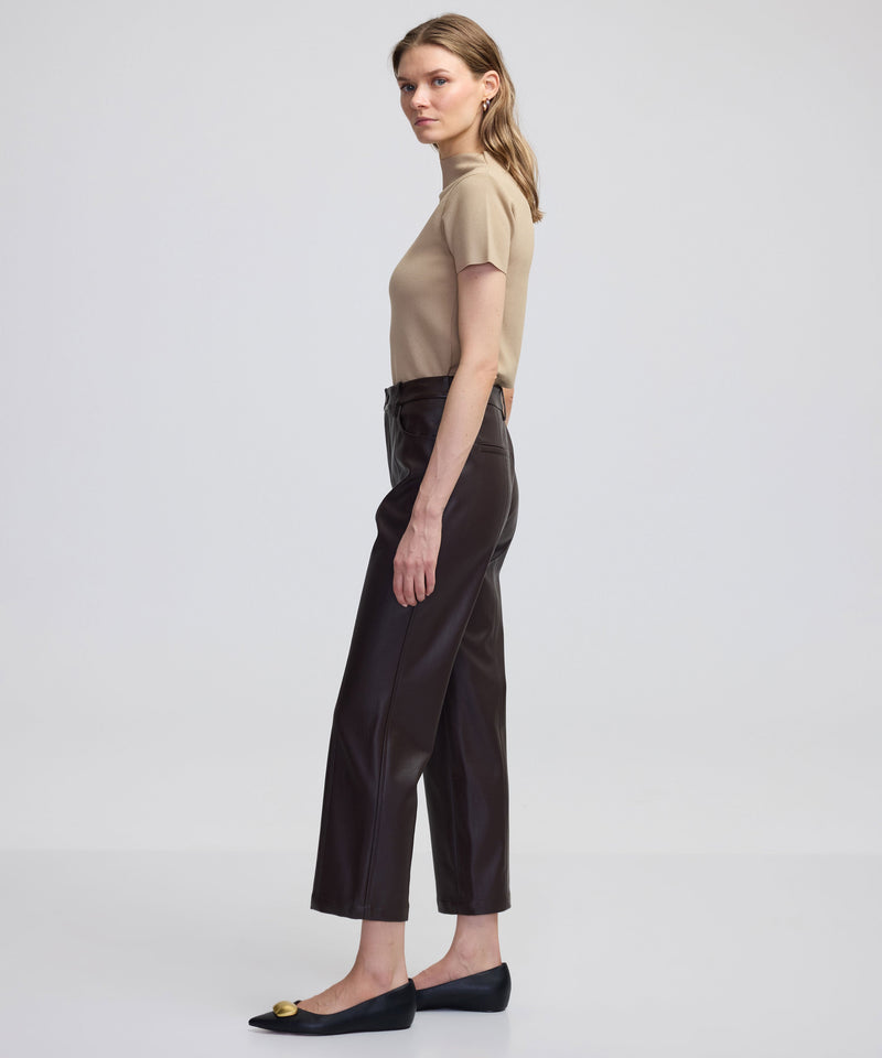 Ipekyol Straight Fit Leather Look Trousers Brown