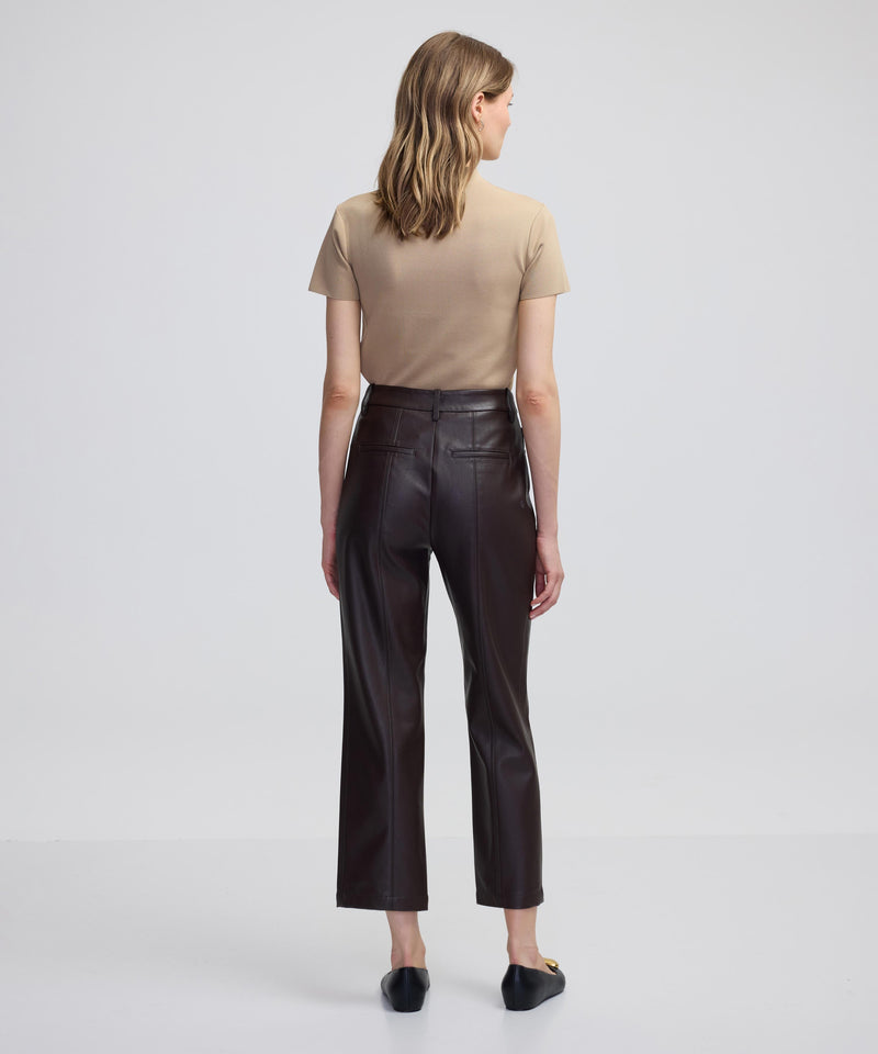 Ipekyol Straight Fit Leather Look Trousers Brown