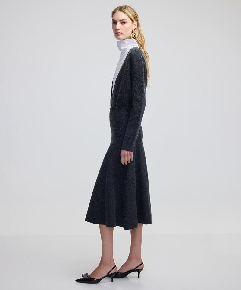 Ipekyol Wool Blend Flounced Skirt Anthracite