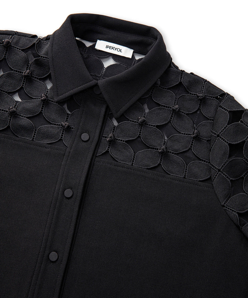 Ipekyol Flower Applique Shirt Jacket Black