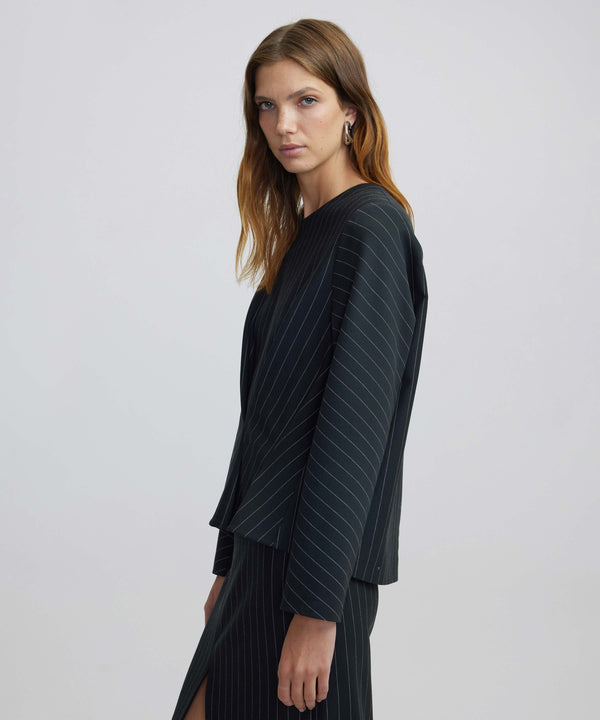 Ipekyol Draped Striped Pattern Blouse Anthracite