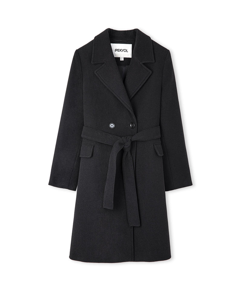 Ipekyol Belted Double Breasted Coat Black