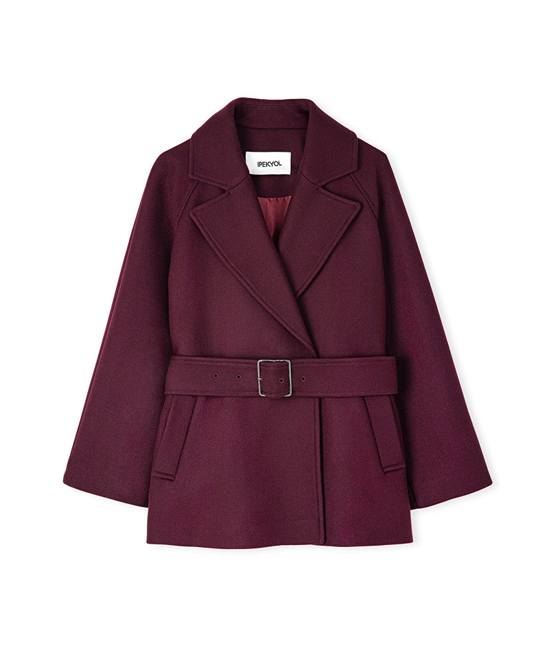 Ipekyol Wool Blend Belted Coat Bordoux