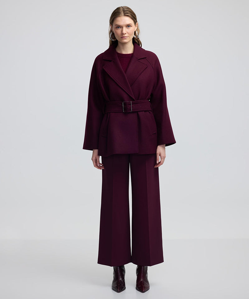 Ipekyol Wool Blend Belted Coat Bordoux