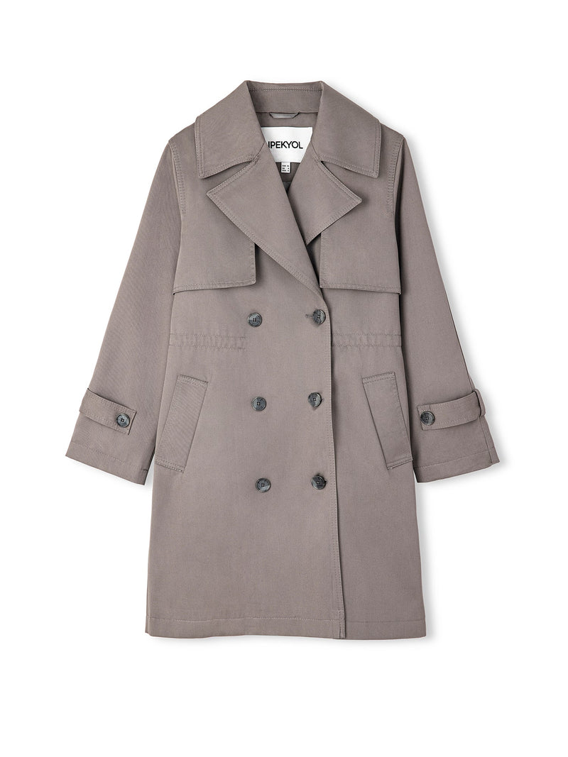 Ipekyol Buttoned Wide Collar Trench Coat Grey