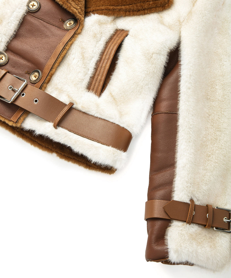 Ipekyol Colorblock Faux Fur Coat Light Brown