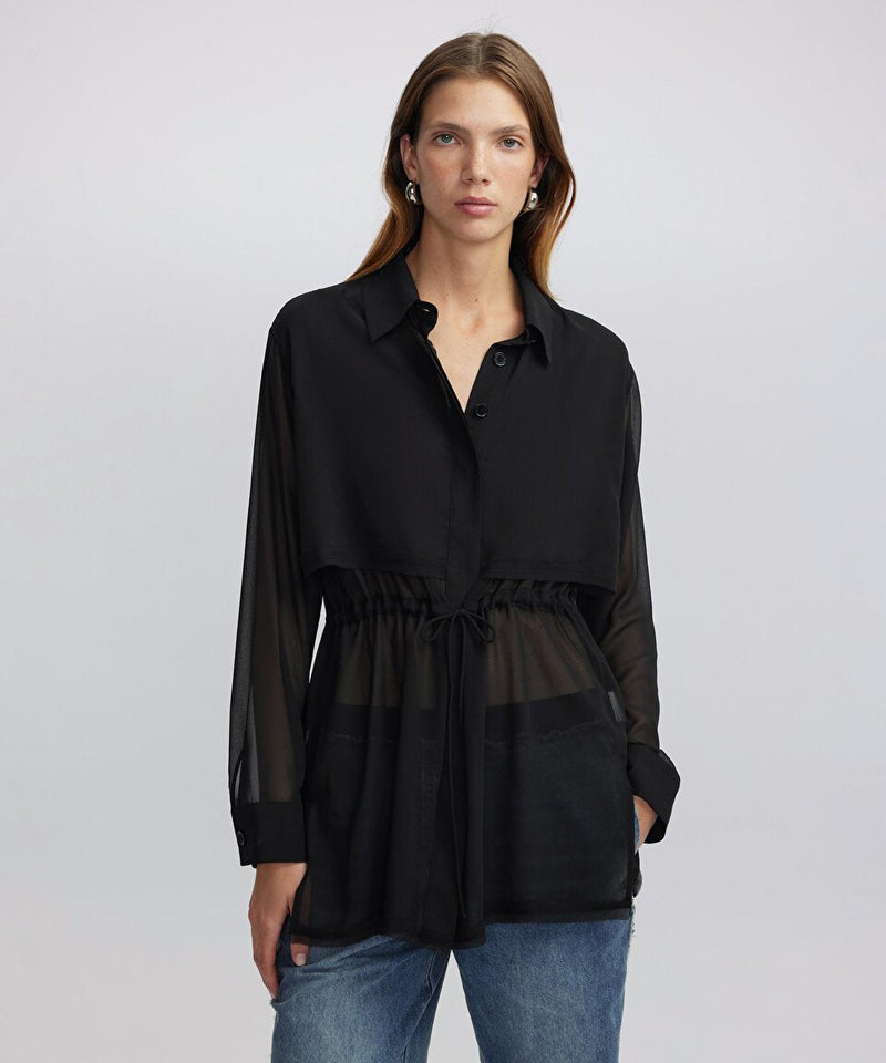 Ipekyol Tulle Mix Shirt Black