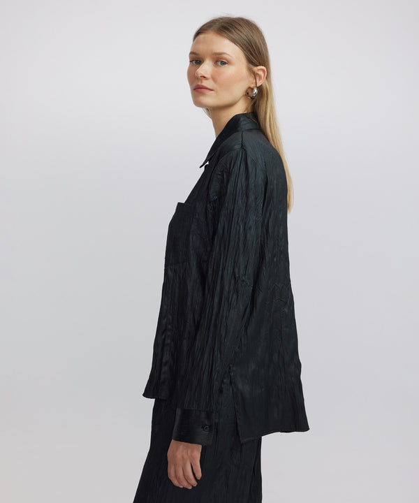 Ipekyol Leather Look Textured Shirt Black