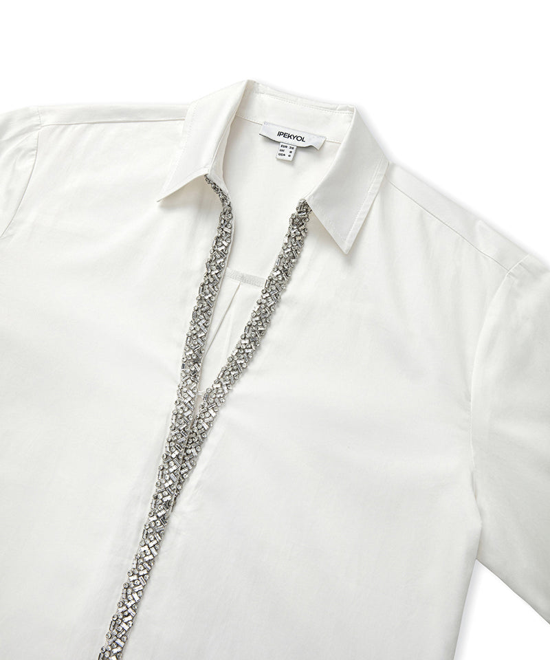 Ipekyol Poplin Shirt With Crystal Stones White