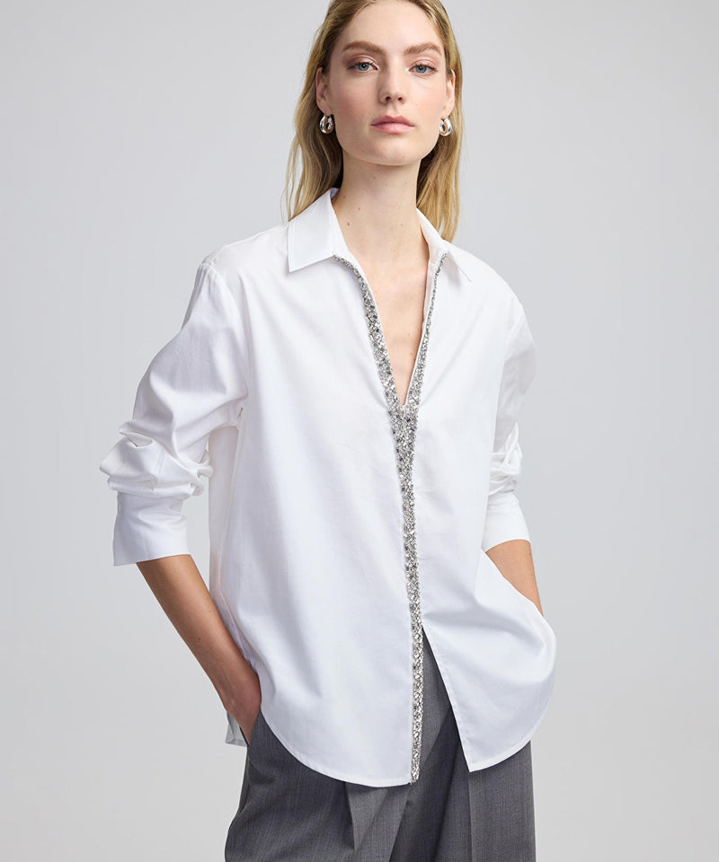 Ipekyol Poplin Shirt With Crystal Stones White