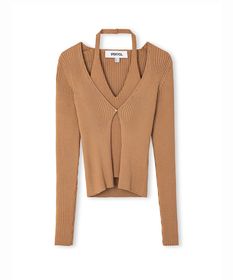 Ipekyol Double Piece Look Cutout Knitwear Camel