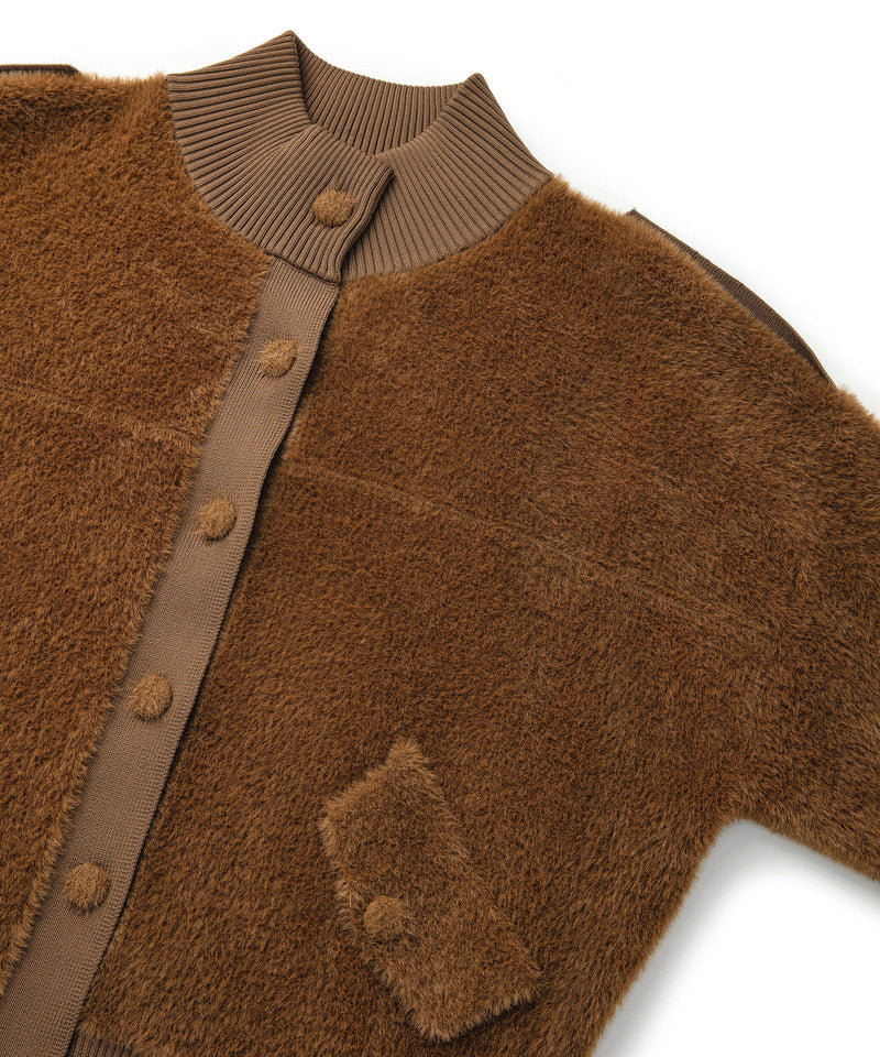 Ipekyol Rib Mix Plush Cardigan Brown