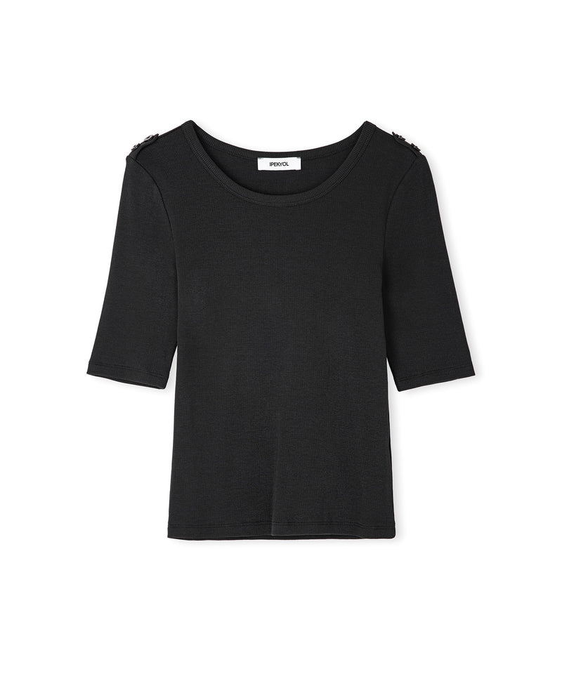 Ipekyol Basic Button-Down T-Shirt Black