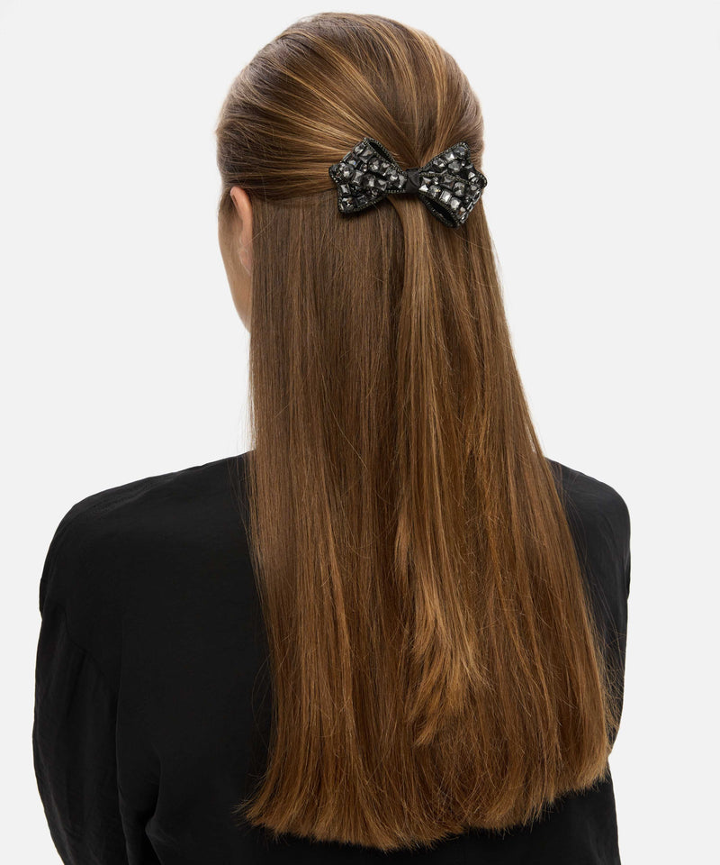 Ipekyol Shiny Stone Bow Hair Accessory Black