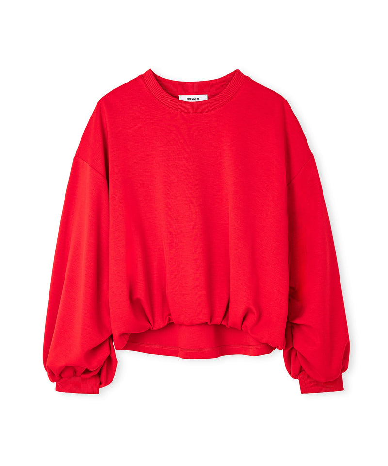 Ipekyol Draped Balloon Sleeve Sweatshirt Red