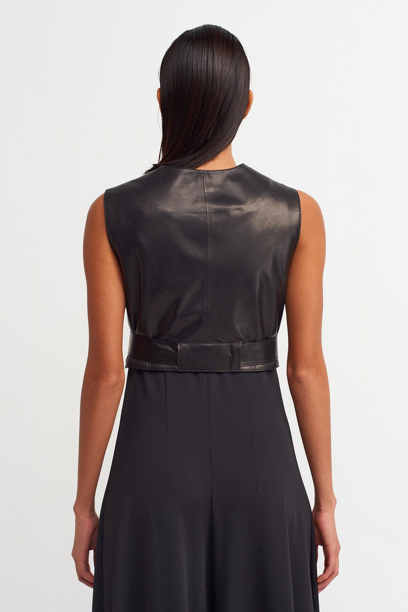 NU Synthetic Leather Vest Black
