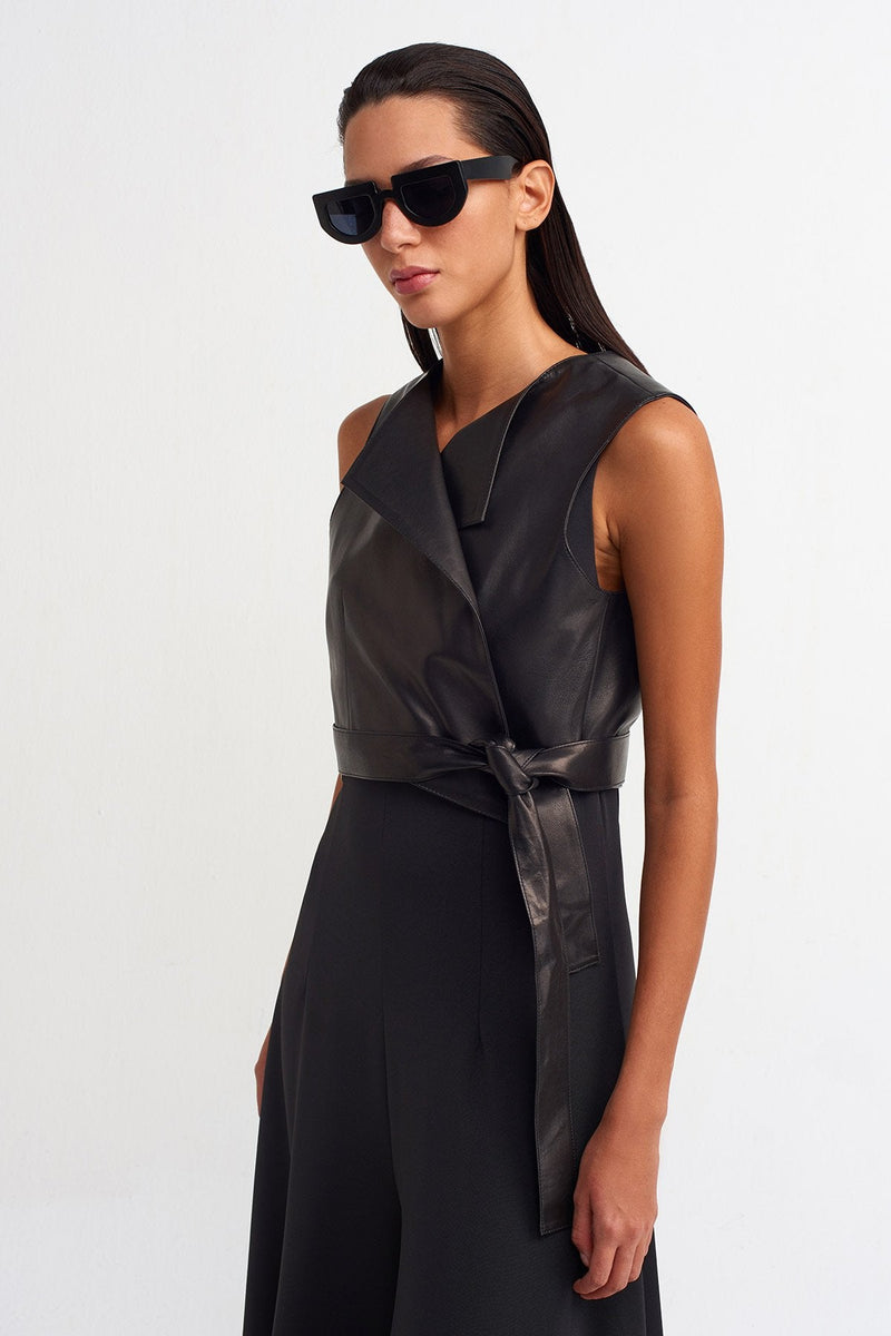 NU Synthetic Leather Vest Black